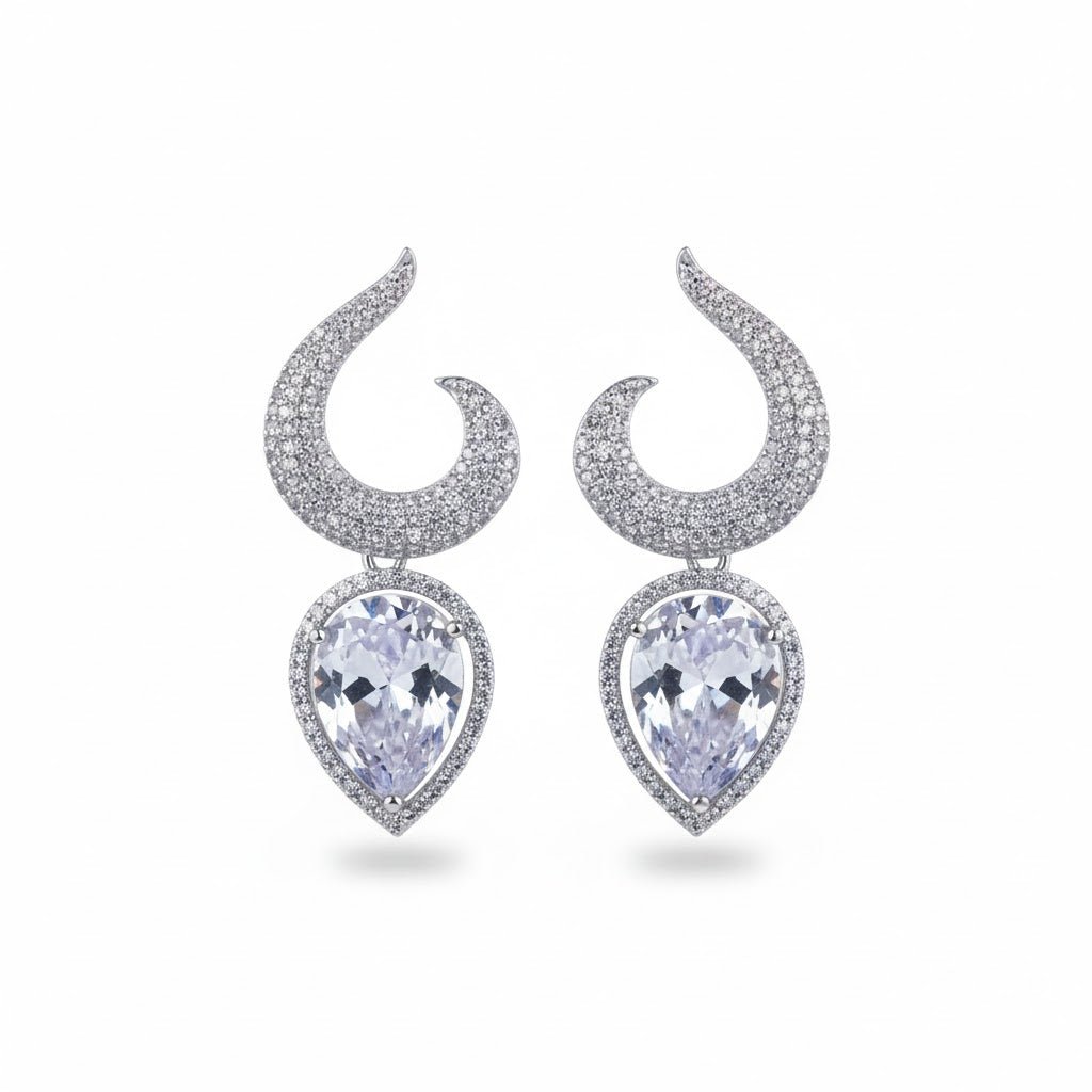 Gemstone Jarao Stone Earrings - Silver Plated Statement Jewelry