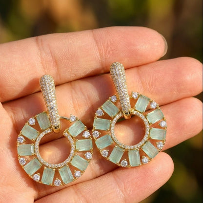 Zirconia Circle Earrings - Gold & Silver Plated Jarao Stone Jewelry