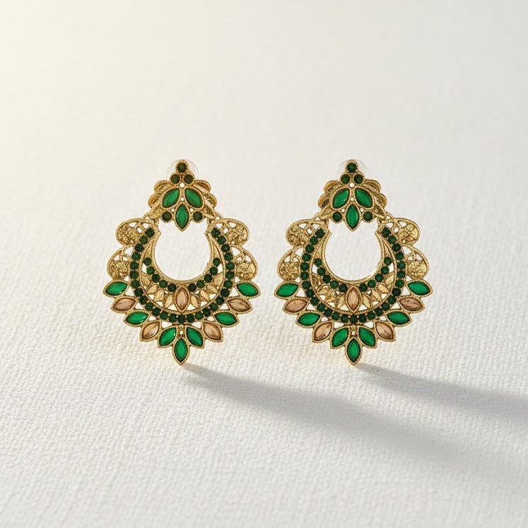 Gold Crescent Moon Drop Earrings