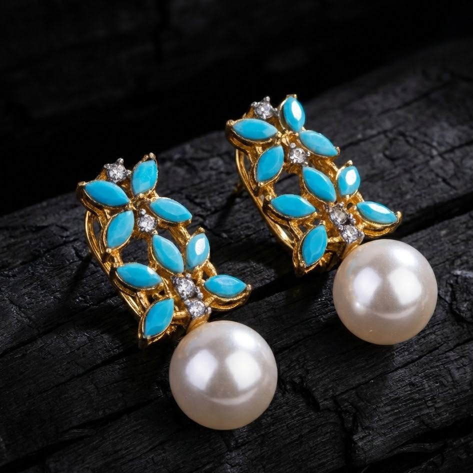 Pearl Flare Stud Earrings - Elegant Statement Studs