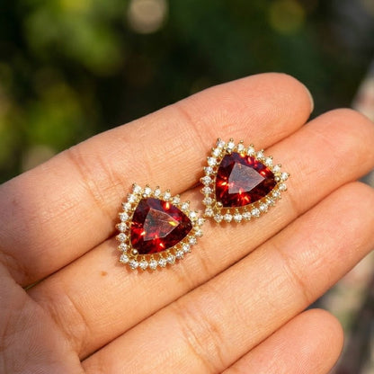 Jarao Stone AD Stud Earrings - Gold & Silver Plated