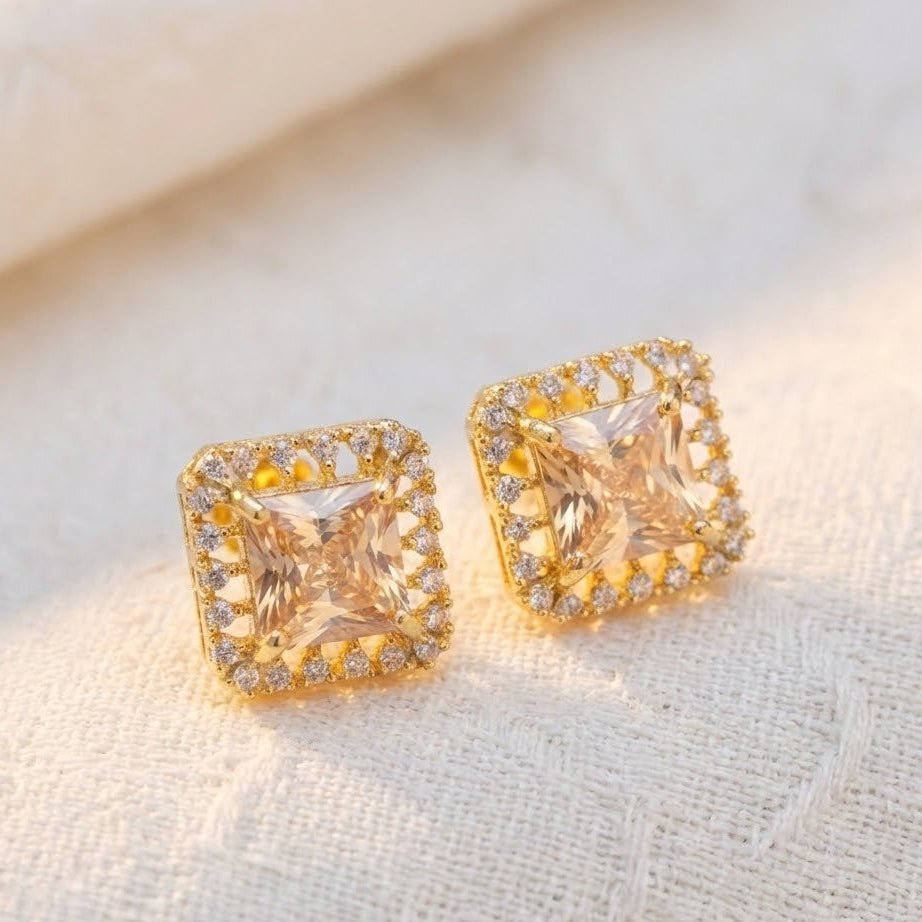 Vintage Bloom AD Studs - Oxidized Jarao Stone Earrings