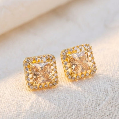 Vintage Bloom AD Studs - Oxidized Jarao Stone Earrings