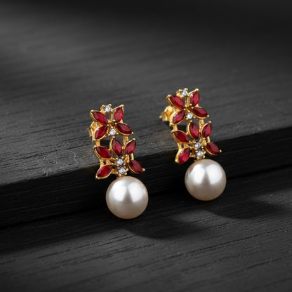 Pearl Flare Stud Earrings - Elegant Statement Studs