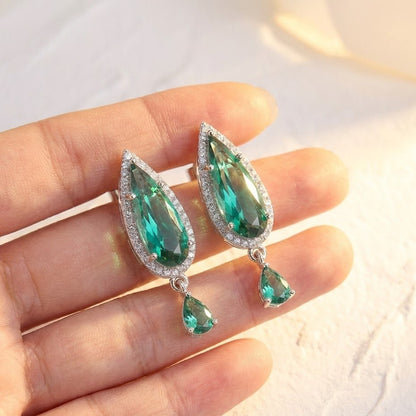 Oval Diamond Earrings - Silver Plated Jarao Stone Jewelry