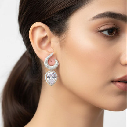 Gemstone Jarao Stone Earrings - Silver Plated Statement Jewelry