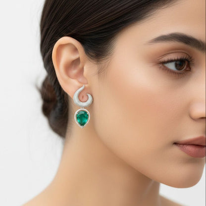 Gemstone Jarao Stone Earrings - Silver Plated Statement Jewelry
