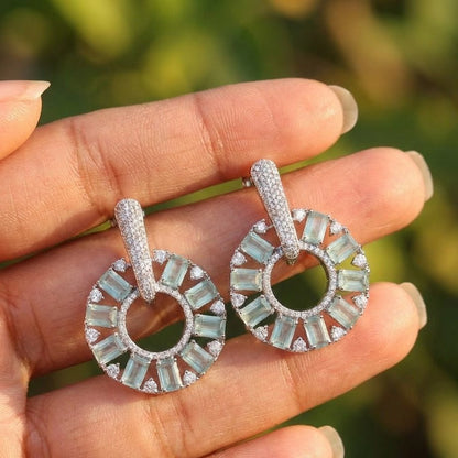 Zirconia Circle Earrings - Gold & Silver Plated Jarao Stone Jewelry