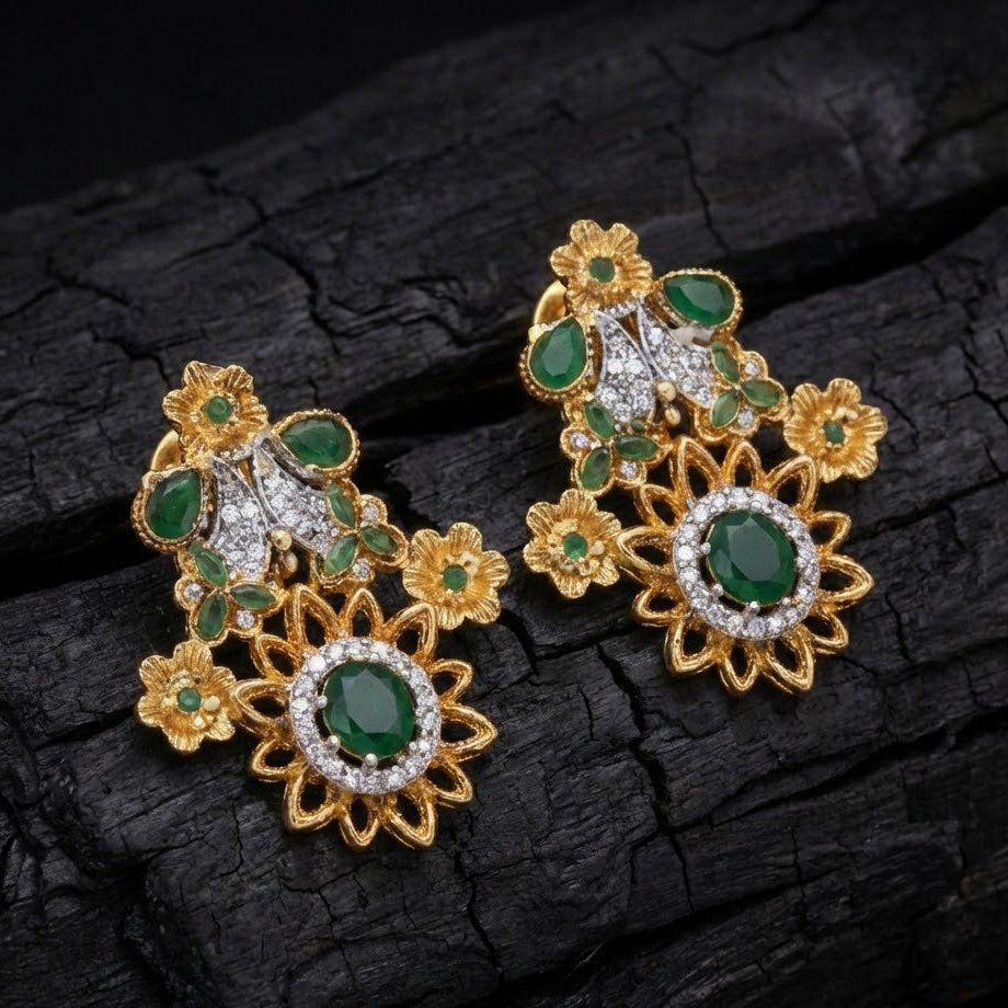 Blush Blossom Zirconia Studs - Floral Butterfly Earrings
