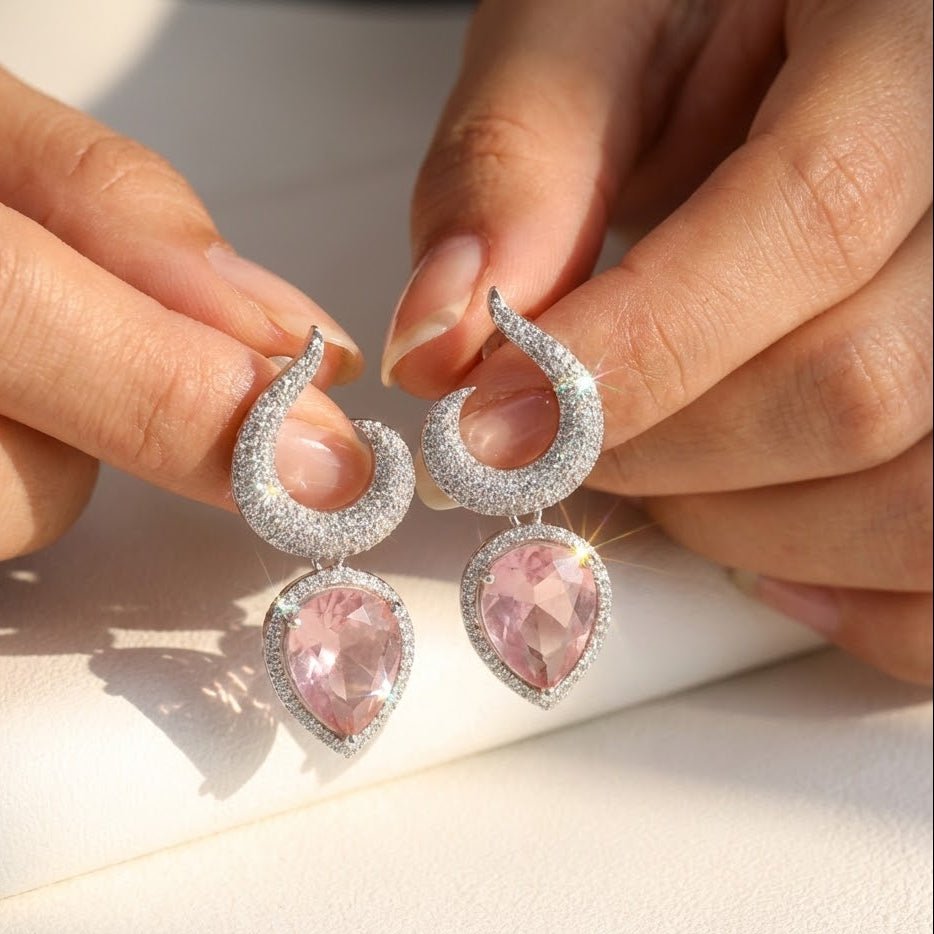 Gemstone Jarao Stone Earrings - Silver Plated Statement Jewelry