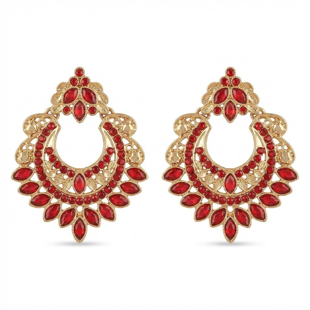 Gold Crescent Moon Drop Earrings