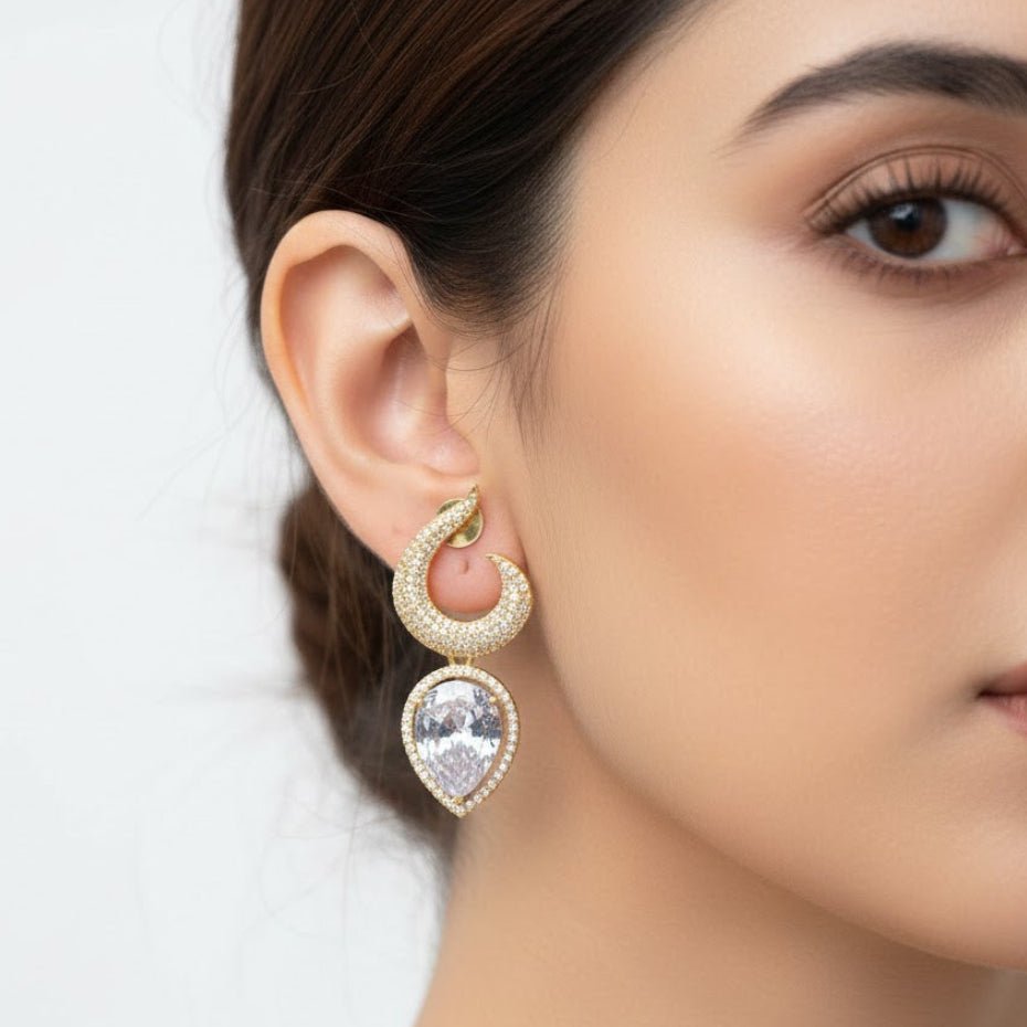 Gemstone Jarao Stone Earrings - Silver Plated Statement Jewelry