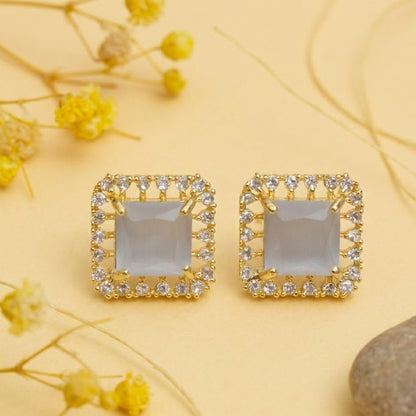 Vintage Bloom AD Studs - Oxidized Jarao Stone Earrings