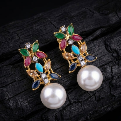 Pearl Flare Stud Earrings - Elegant Statement Studs