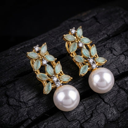 Pearl Flare Stud Earrings - Elegant Statement Studs