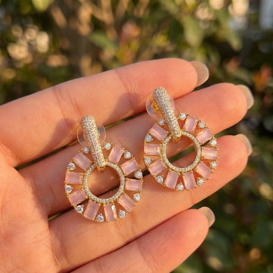 Zirconia Circle Earrings - Gold & Silver Plated Jarao Stone Jewelry