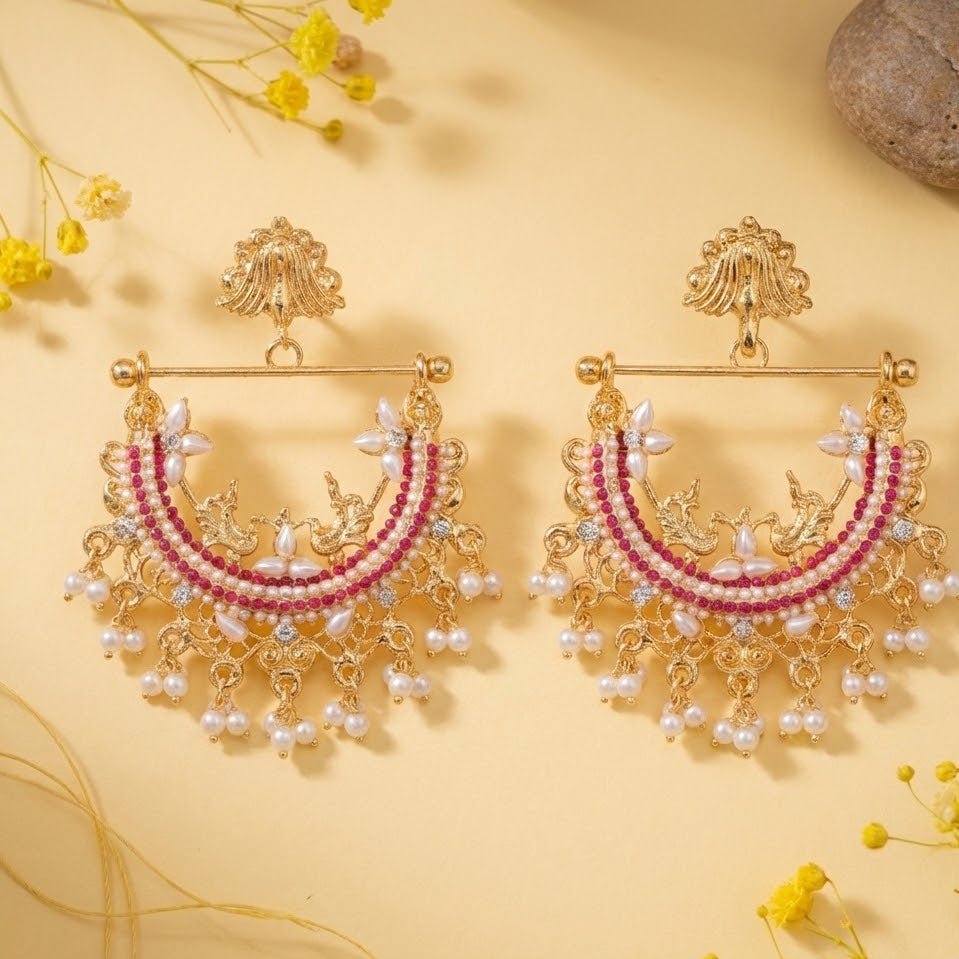 HALF CUT PEACOCK EARRINGS 02