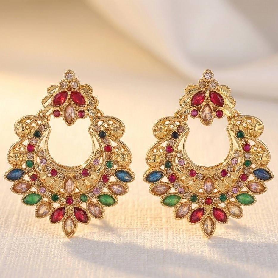 Gold Crescent Moon Drop Earrings