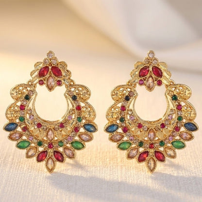 Gold Crescent Moon Drop Earrings