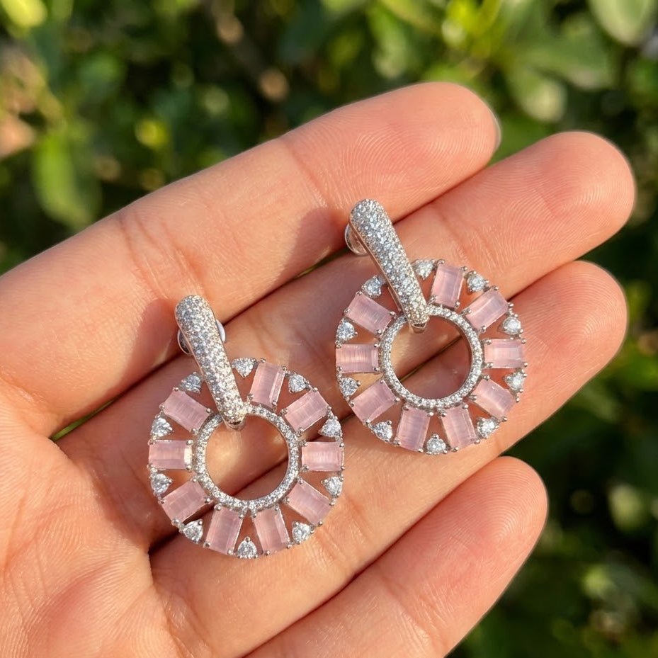 Zirconia Circle Earrings - Gold & Silver Plated Jarao Stone Jewelry