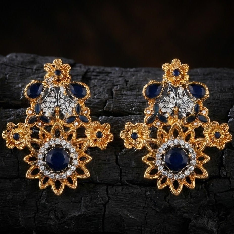 Blush Blossom Zirconia Studs - Floral Butterfly Earrings