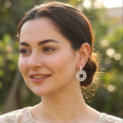 Zirconia Circle Earrings - Gold & Silver Plated Jarao Stone Jewelry