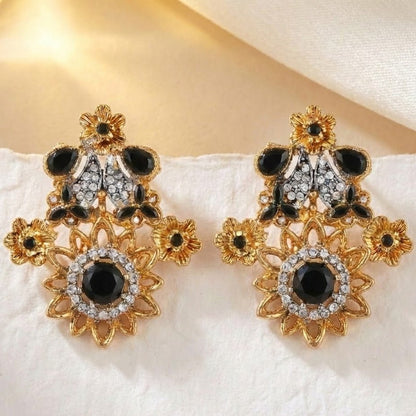 Blush Blossom Zirconia Studs - Floral Butterfly Earrings