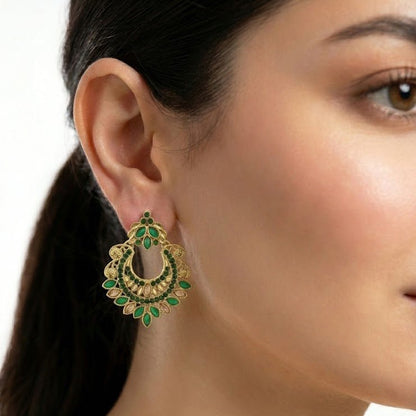 Gold Crescent Moon Drop Earrings