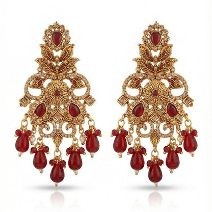 Eternal Ruby: Antique Gold Finish Bridal Set