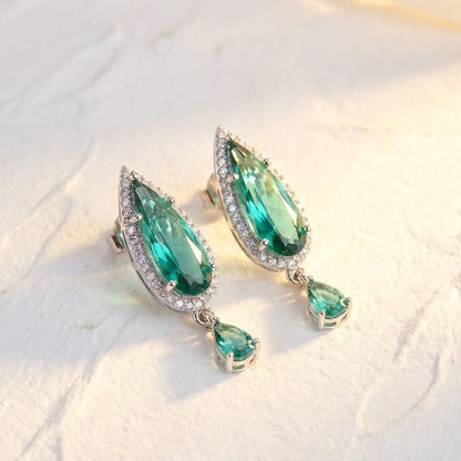 Oval Diamond Earrings - Silver Plated Jarao Stone Jewelry