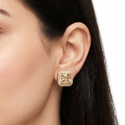 Vintage Bloom AD Studs - Oxidized Jarao Stone Earrings
