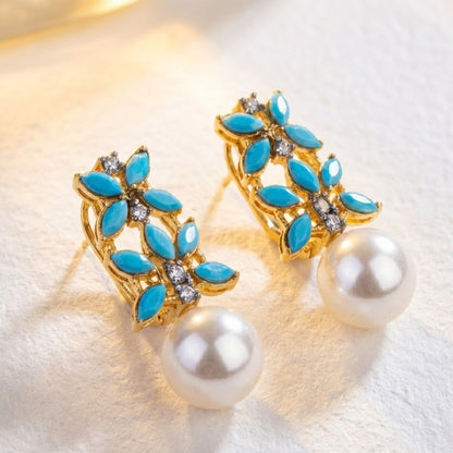 Pearl Flare Stud Earrings - Elegant Statement Studs