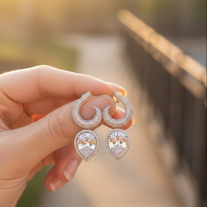 Gemstone Jarao Stone Earrings - Silver Plated Statement Jewelry