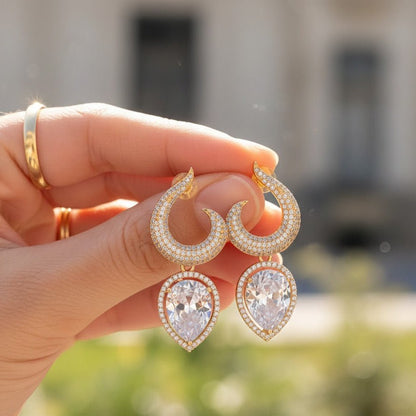 Gemstone Jarao Stone Earrings - Silver Plated Statement Jewelry