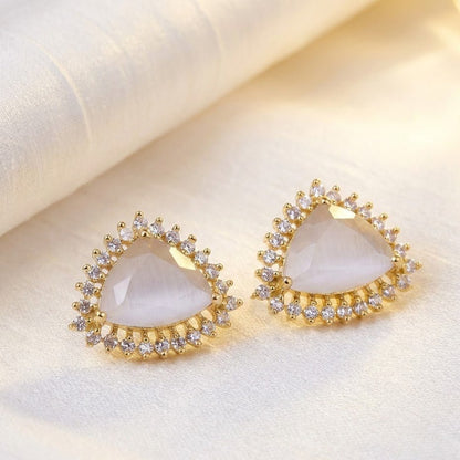 Jarao Stone AD Stud Earrings - Gold & Silver Plated