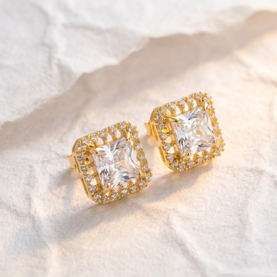 Vintage Bloom AD Studs - Oxidized Jarao Stone Earrings