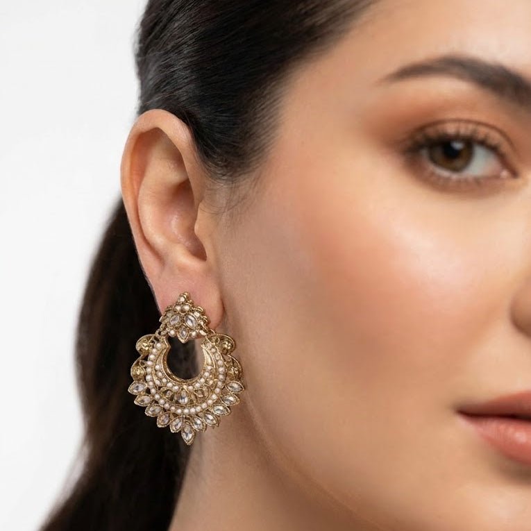 Gold Crescent Moon Drop Earrings