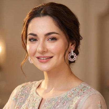 Zirconia Circle Earrings - Gold & Silver Plated Jarao Stone Jewelry