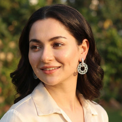 Zirconia Circle Earrings - Gold & Silver Plated Jarao Stone Jewelry