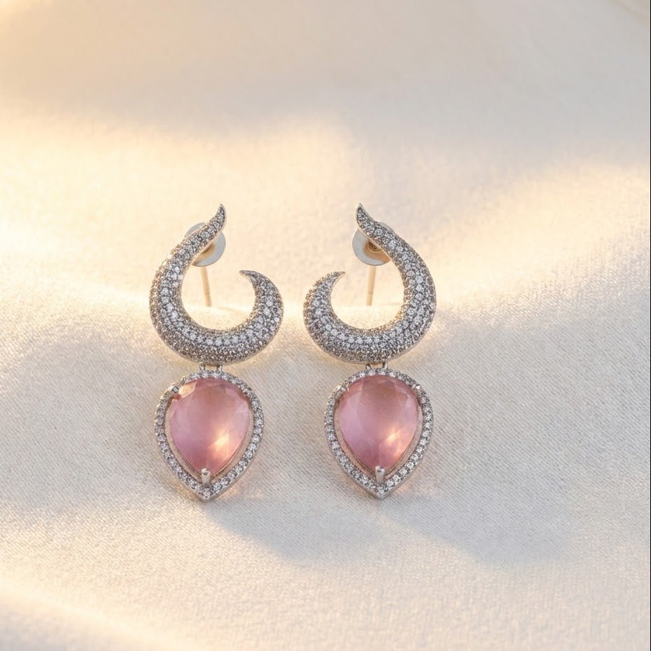 Gemstone Jarao Stone Earrings - Silver Plated Statement Jewelry