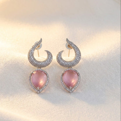 Gemstone Jarao Stone Earrings - Silver Plated Statement Jewelry