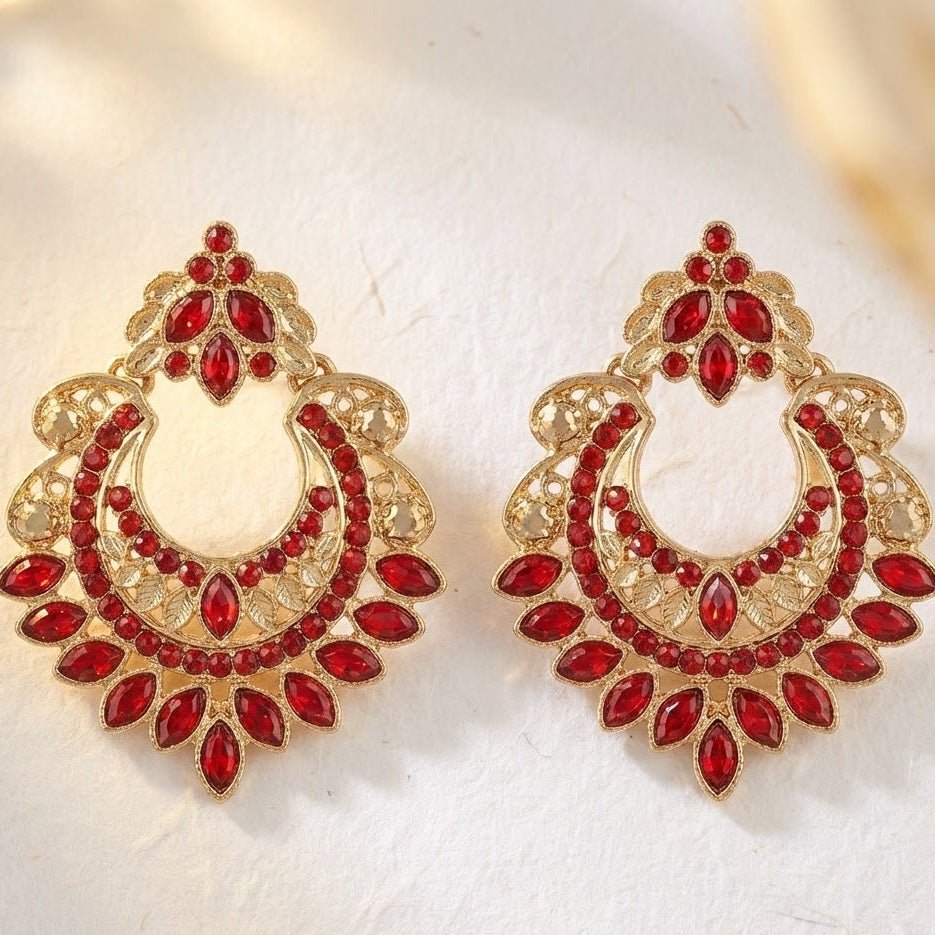 Gold Crescent Moon Drop Earrings