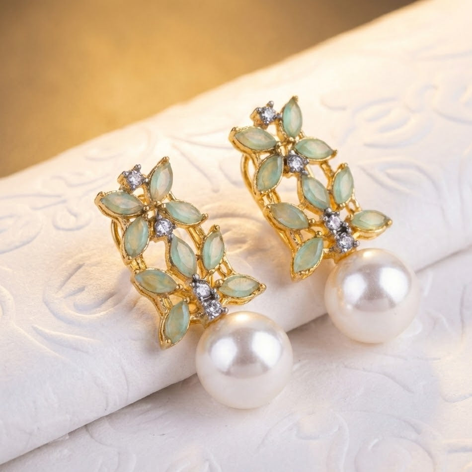 Pearl Flare Stud Earrings - Elegant Statement Studs