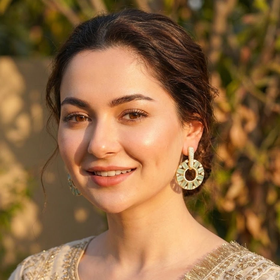 Zirconia Circle Earrings - Gold & Silver Plated Jarao Stone Jewelry