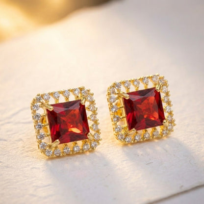 Vintage Bloom AD Studs - Oxidized Jarao Stone Earrings