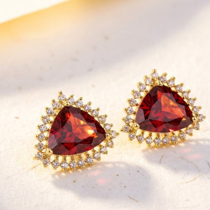 Jarao Stone AD Stud Earrings - Gold & Silver Plated