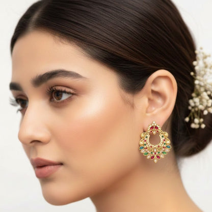 Gold Crescent Moon Drop Earrings