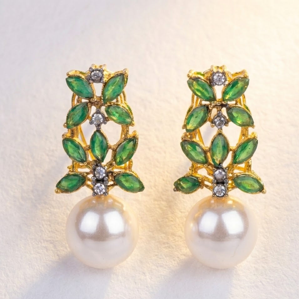 Pearl Flare Stud Earrings - Elegant Statement Studs