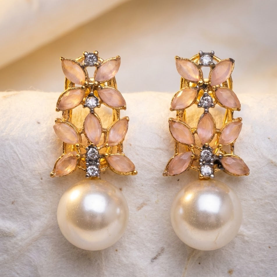 Pearl Flare Stud Earrings - Elegant Statement Studs