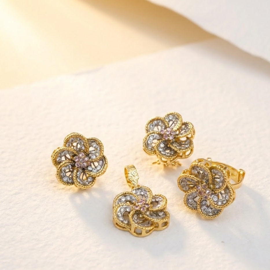 Synthetic Gold Locket Set